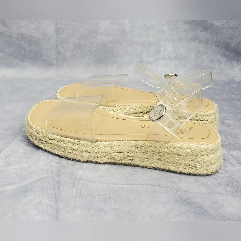 Zara Sandals Espadrille Flats Beige Fabric Slip On Girls Size 29‎